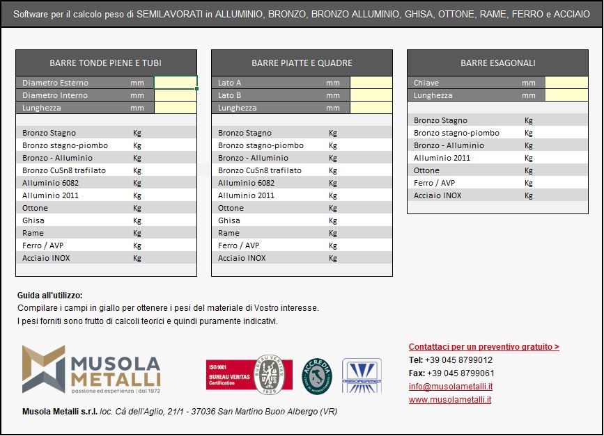 software Free Calcolo Pesi Metalli
